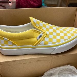 Yellow kids slip on vans